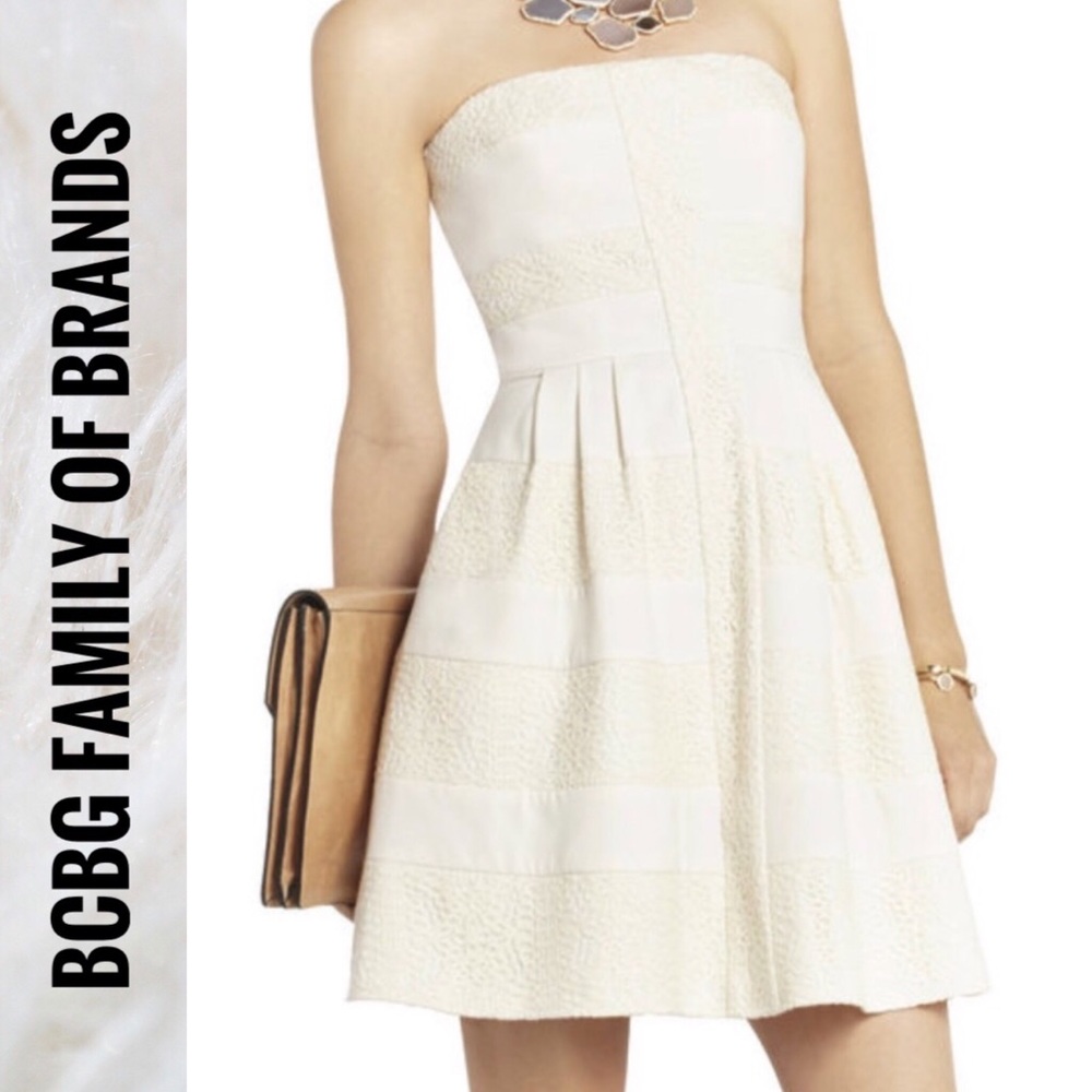 BCBG Dorothea Strapless Striped Dress